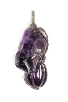 Lot 139 - Amethyst. Chinese Amethyst carving