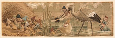 Lot 631 - Cruikshank (George, 1792-1878). A fantasy scene of dwarves fleeing a heron