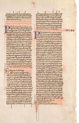 Lot 335 - Petrus Lombardus. 3 Manuscript leaves