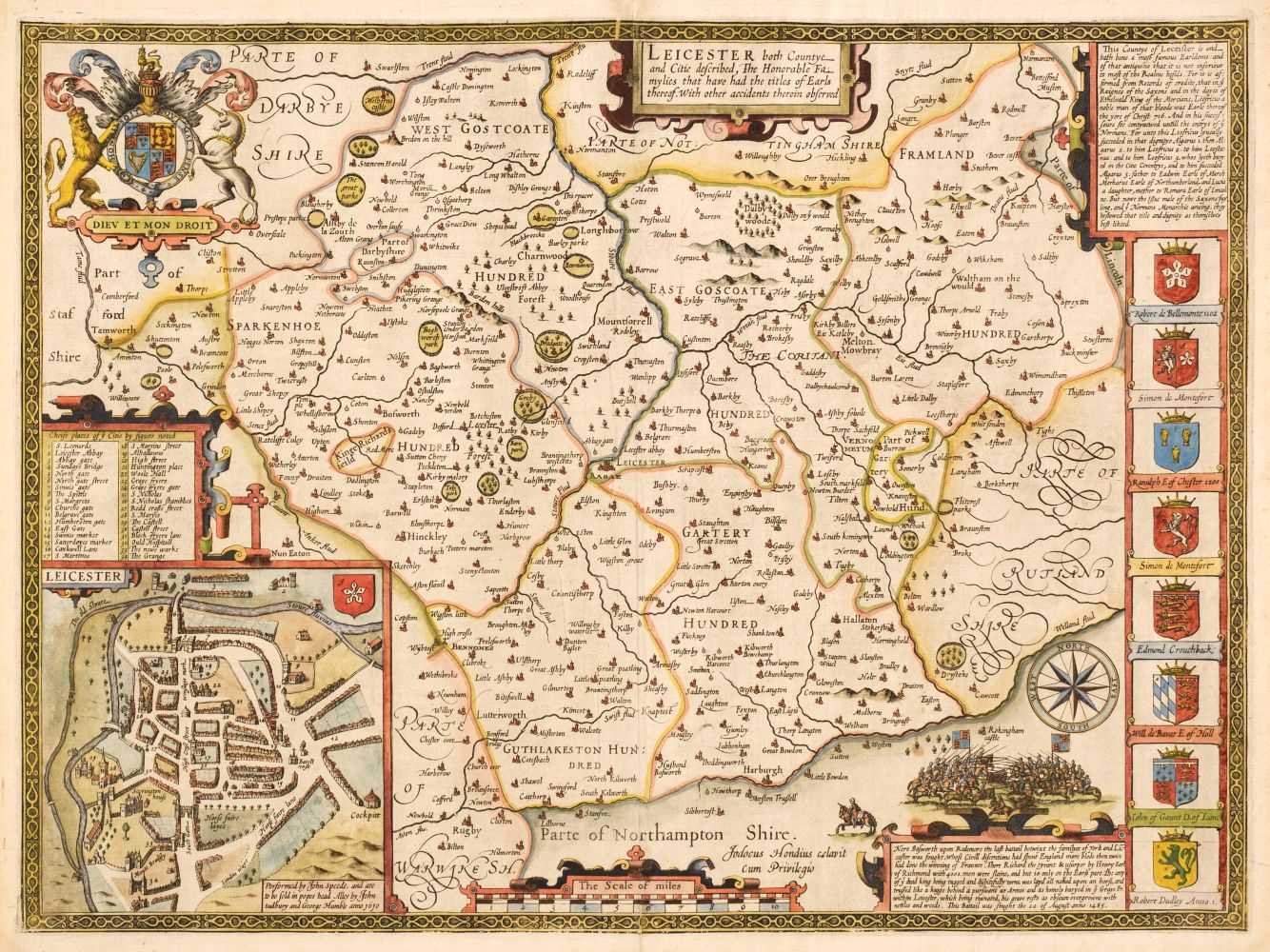 Lot 407 - Leicestershire. Speed (John), Leicester both Countye and Citie described..., circa 1614