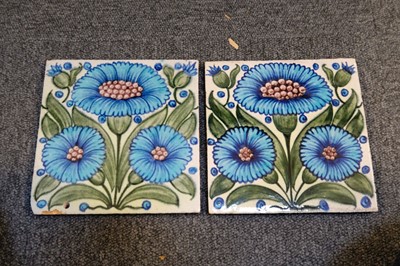 Lot 131 - Tiles. William De Morgan tiles - Bedford Park Daisy pattern