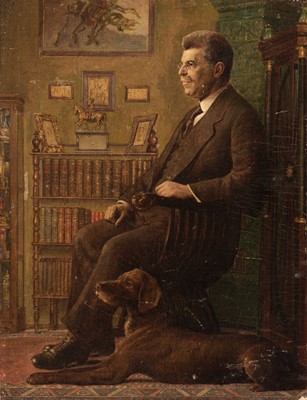 Lot 613 - German School (circa 1900). Portrait of a gentleman and his dog