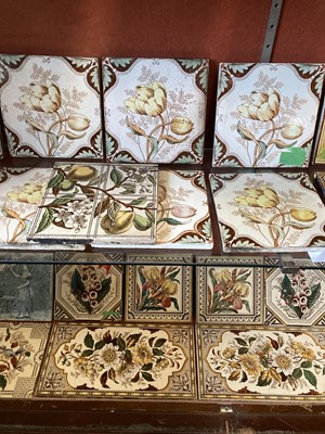 Lot 128 - Tiles. Mixed collection of Victorian pottery tiles
