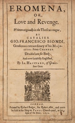 Lot 114 - Biondi (Giovanni Francesco) Eromena, or, Love and Revenge, 1632