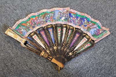 Lot 52 - Fan. A hand-painted fan, Chinese, mid 19th century