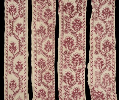 Lot 387 - Embroidery. Border pieces for a pillow, English, late 16th/early 17th century