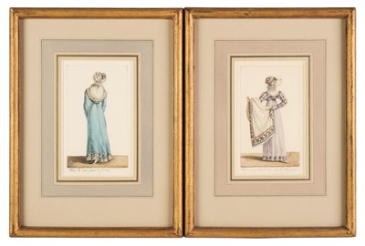 Lot 150 - French School. Two costume designs for dresses, circa 1810