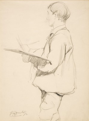 Lot 582 - Dunlop (Ronald Ossory, 1894-1973). Portrait of an artist at work, pencil