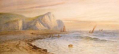 Lot 95 - Earp (William Henry, 1831/33-1914). Coastal landscape, with fishermen and boats, & one other