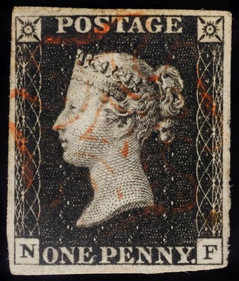 Lot 151 - Stamps - Great Britain.  1840 1d Black (L E)