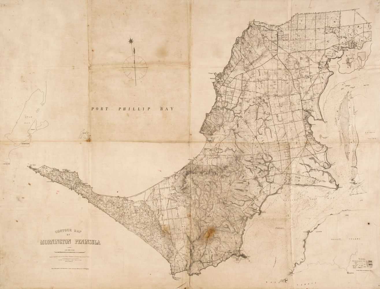 Lot 356 - Australia. Slater. (T.), Contour Map of Mornington Peninsula, 1891