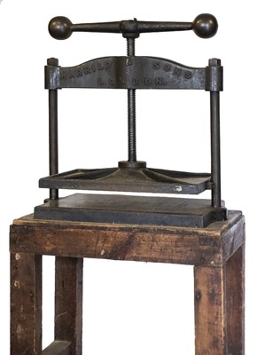 Lot 217 - Nipping press. A large cast iron nipping press by Harrild & Sons