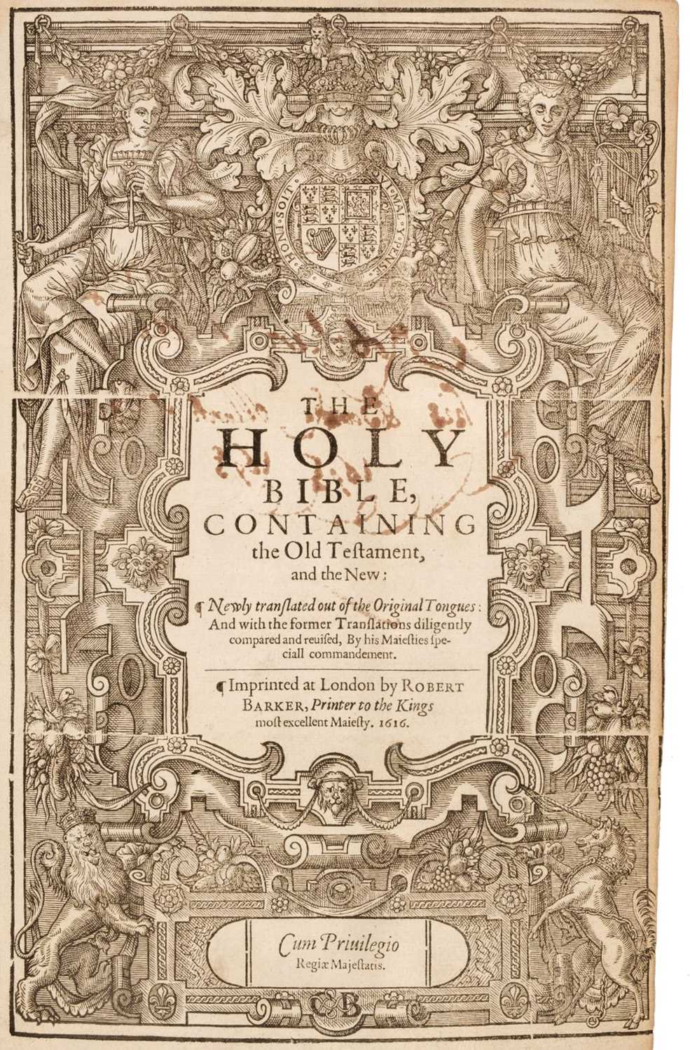 Lot 112 - Bible [English]. The Holy Bible, containing the Old Testament and the New, 1616