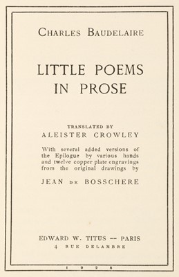 Lot 223 - Baudelaire (Charles). Little Poems in Prose, 1928