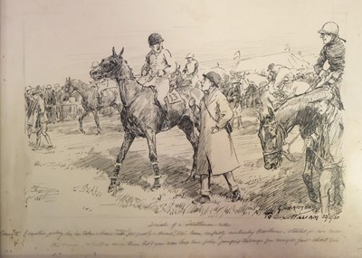Lot 83 - Armour (George Denholm, 1864-1949). Trials of a Gentleman Rider, pen & ink drawing