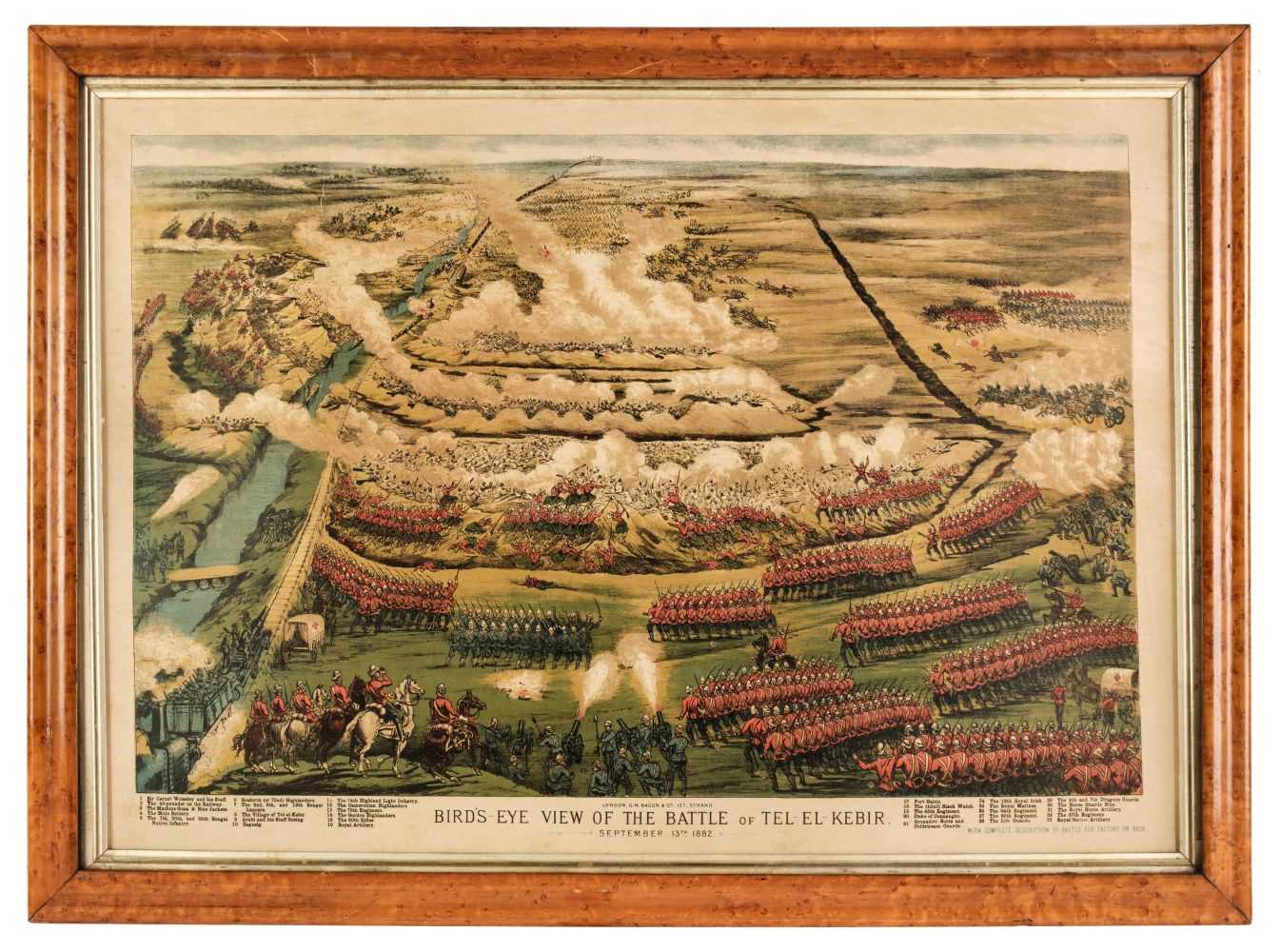 Lot 211 - Military. Birds Eye View of the Battle of Tel-El-Kebir, G. W. Bacon & Co. 1882