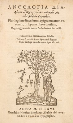 Lot 101 - Estienne (Henri, editor). Florilegium diversorum Epigrammatum veterum, 1566