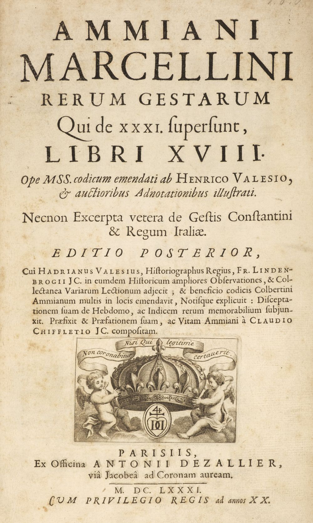 Lot 125 - Marcellinus (Ammianus). Ammiani Marcellini