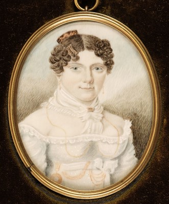Lot 74 - English School. Portrait miniature of a young lady, circa 1800