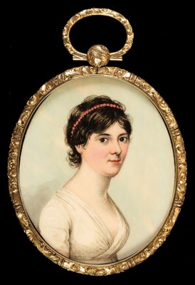 Lot 75 - English School. Portrait miniature of a young lady, circa 1810