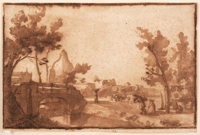 Lot 13 - Lanfranco, Giovanni, Follower of (1582-1647), St Anthony in the Wilderness, pen, ink and wash