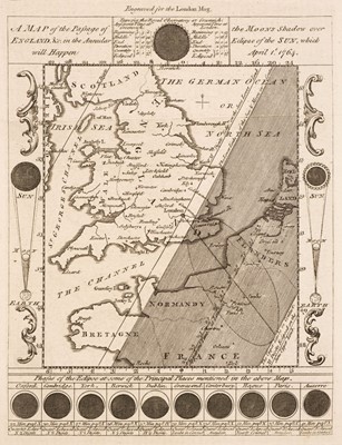 Lot 441 - Solar Eclipse Maps. The London Magazine (publisher), A Map of the Passage of the Moons Shadow, 1764