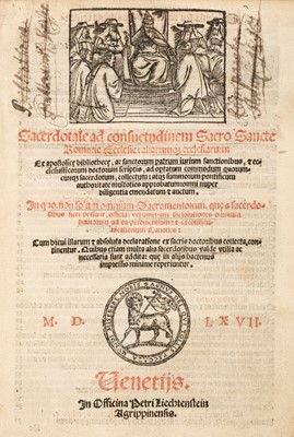 Lot 102 - Catholic Church. Sacerdotale ad consuetudinem Sacro Sancte Romane Ecclesie, 1567