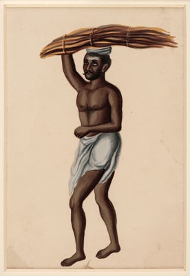 Lot 489 - Mica Paintings. A set of six Mica paintings of Indian Trades, circa 1850