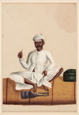 Lot 489 - Mica Paintings. A set of six Mica paintings of Indian Trades, circa 1850