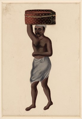 Lot 489 - Mica Paintings. A set of six Mica paintings of Indian Trades, circa 1850