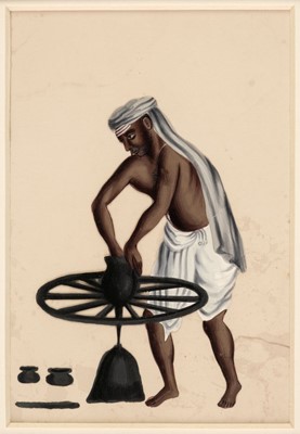 Lot 489 - Mica Paintings. A set of six Mica paintings of Indian Trades, circa 1850