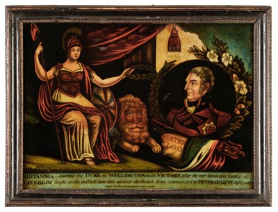 Lot 45 - Glass Paintings, 18th Century, Glass Painting of a Lady, and four hand-coloured mezzotints
