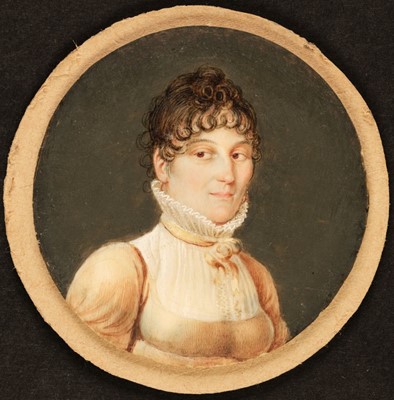 Lot 63 - English School. Circular portrait miniature of a lady, circa 1810-1820