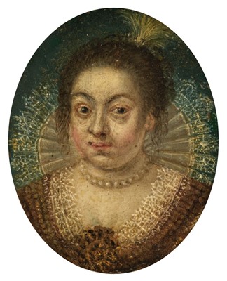 Lot 55 - English School. Oval portrait miniature of a lady, circa 1580-1600