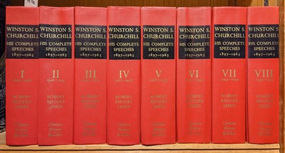 Lot 550 - James (Robert Rhodes, editor). Winston S. Churchill: His Complete Speeches 1897-1963, 1974