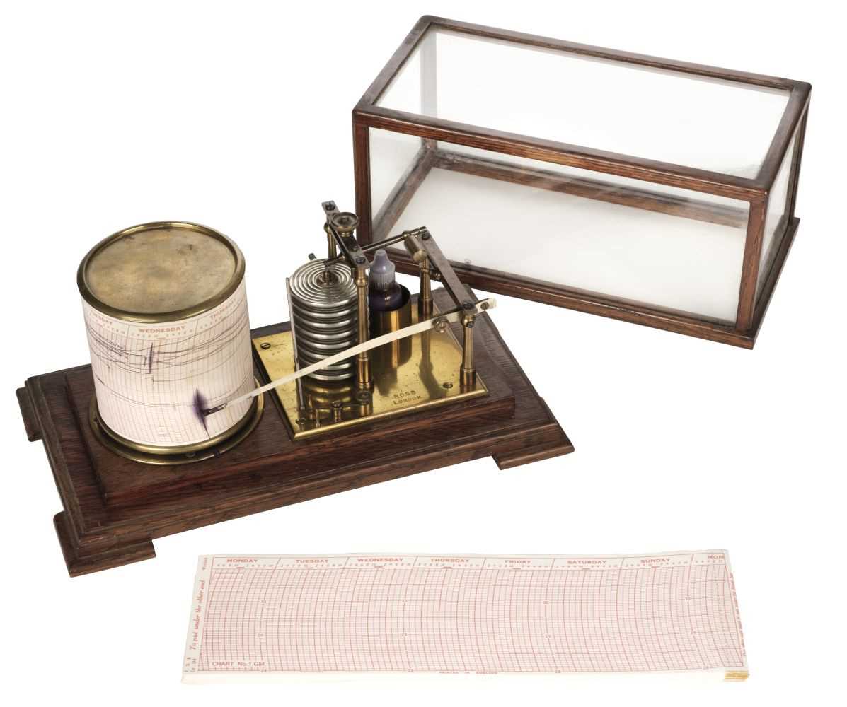 Lot 319 - Barograph. 1920s brass barograph by Ross of London