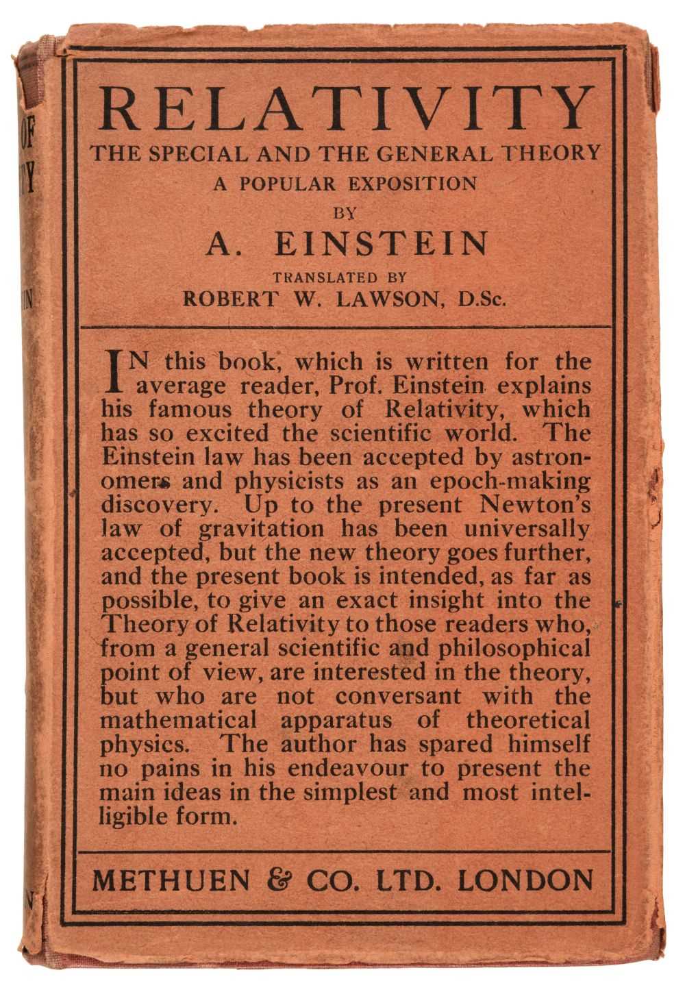Lot 770 - Einstein (Albert). Relativity. The Special