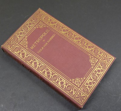Lot 894 - Von Harbou (Thea). Metropolis, 1st edition in English, London: The Reader's Library, 1927