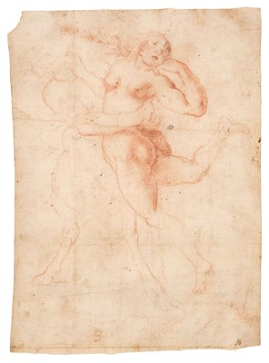 Lot 42 - Florentine School, Early 17th Century. A Satyr abducting a Nymph, sanguine crayon on fine laid paper