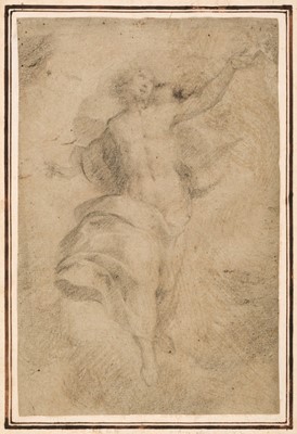 Lot 12 - Lanfanco, Giovanni (1582-1647), Attributed to. A Study for the Transfiguration, black chalk