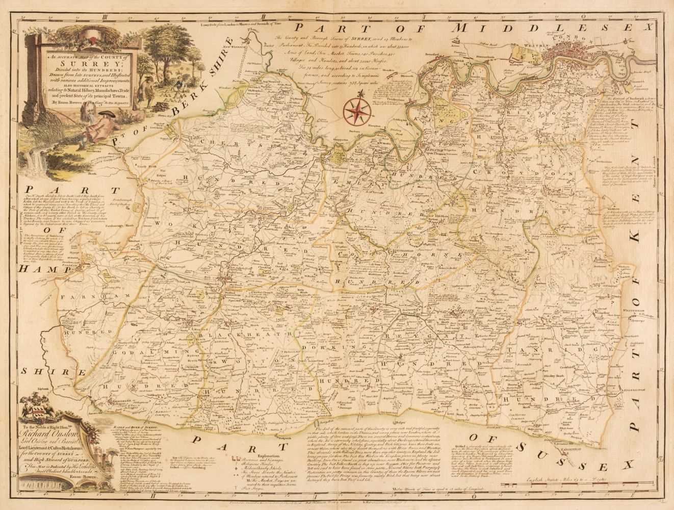 Lot 444 - Surrey. Bowen (Emanuel), An Accurate Map of the County of Surrey..., 1785