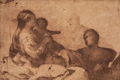 Lot 13 - Attributed to Pier Francesco Mola, 1612–1666). Holy Family, pen and brown ink and wash
