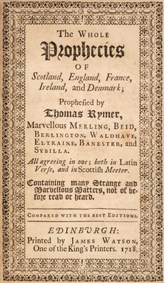 Lot 134 - Rymer (Thomas). The Whole Prophecies, 1718