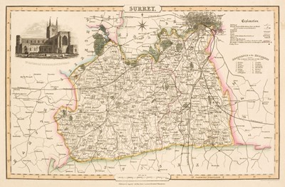 Lot 442 - Surrey. A collection of 13 county maps, 18th & 19th century