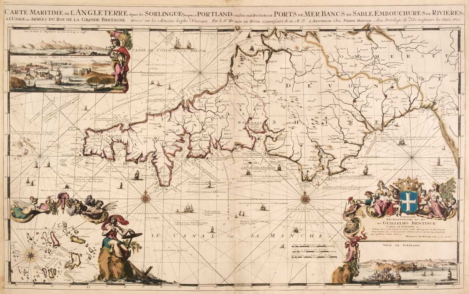 Lot 115 - English Channel. De Hooghe (R.), Carte Maritime de L'Angleterre..., 1693