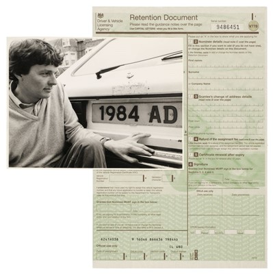 Lot 904 - 1984 AD. Vehicle Registration Number Retention Certificate V778, DVLA