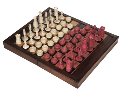 Lot 245 - Chess. A 19th-century Calvert style ivory chess set