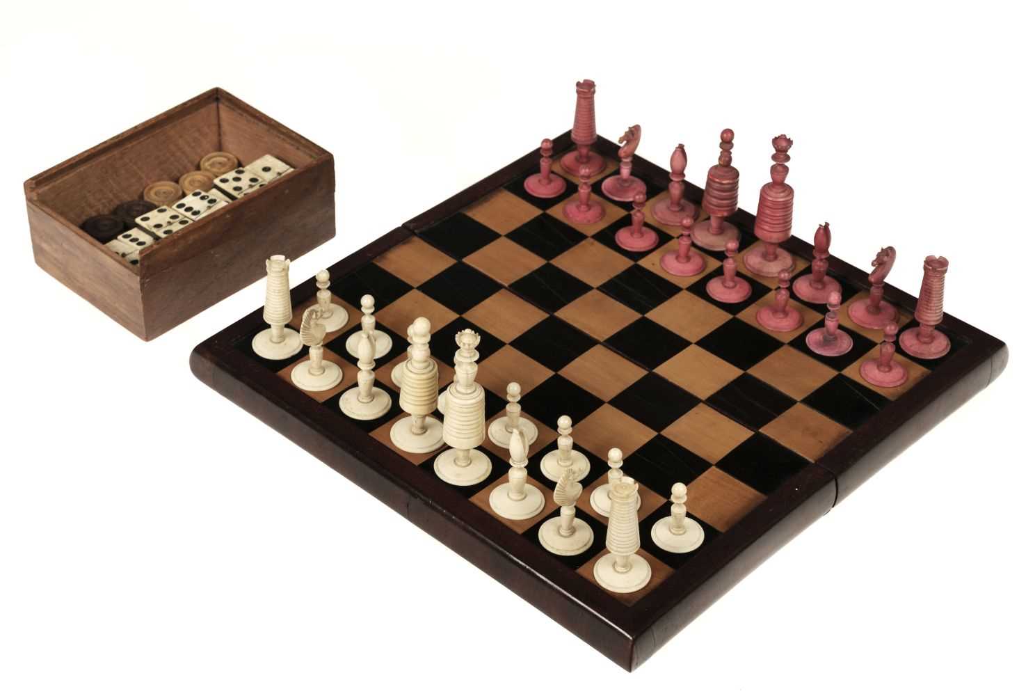 Lot 244 - Chess. A 19th-century bone "Selenus" pattern chess set