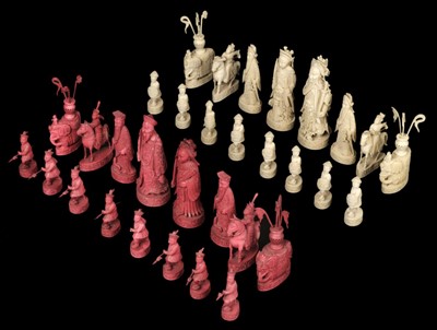 Lot 242 - Chess.   A fine 19th-century Chinese export ivory chess set