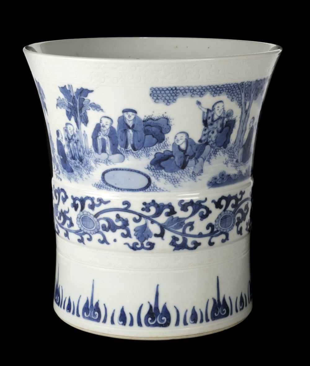 Lot 297 - Brush Pot. A Chinese transitional porcelain brush pot, circa 1900